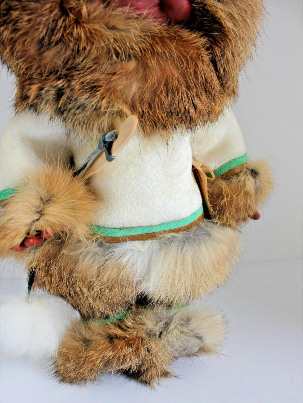 VINTAGE 1960s Carlson Girl Eskimo Doll Rabbit Fur Leather 12" Tall - Picture 3 of 13